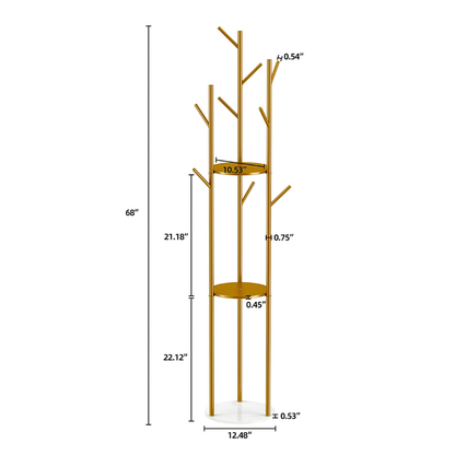 Heavy Duty Marble Coat Rack Stand Gold Metal Tall Clothes Rail Hanger