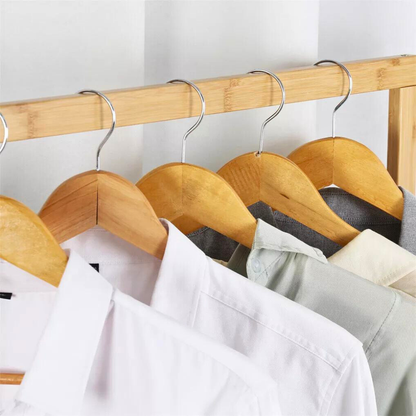 Free Standing Bamboo Double Hanging Clothes Organizer on Wheels - The Grand Bazaar of Australia