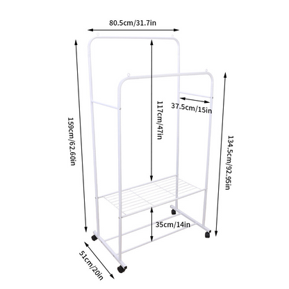 Heavy Duty Rolling Garment Rack Cloth Hanger and Shoes Organizer - The Grand Bazaar of Australia