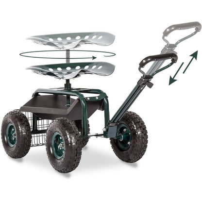 Garden Cart Rolling Workseat with Wheels Gardening Stool for Planting - The Grand Bazaar of Australia