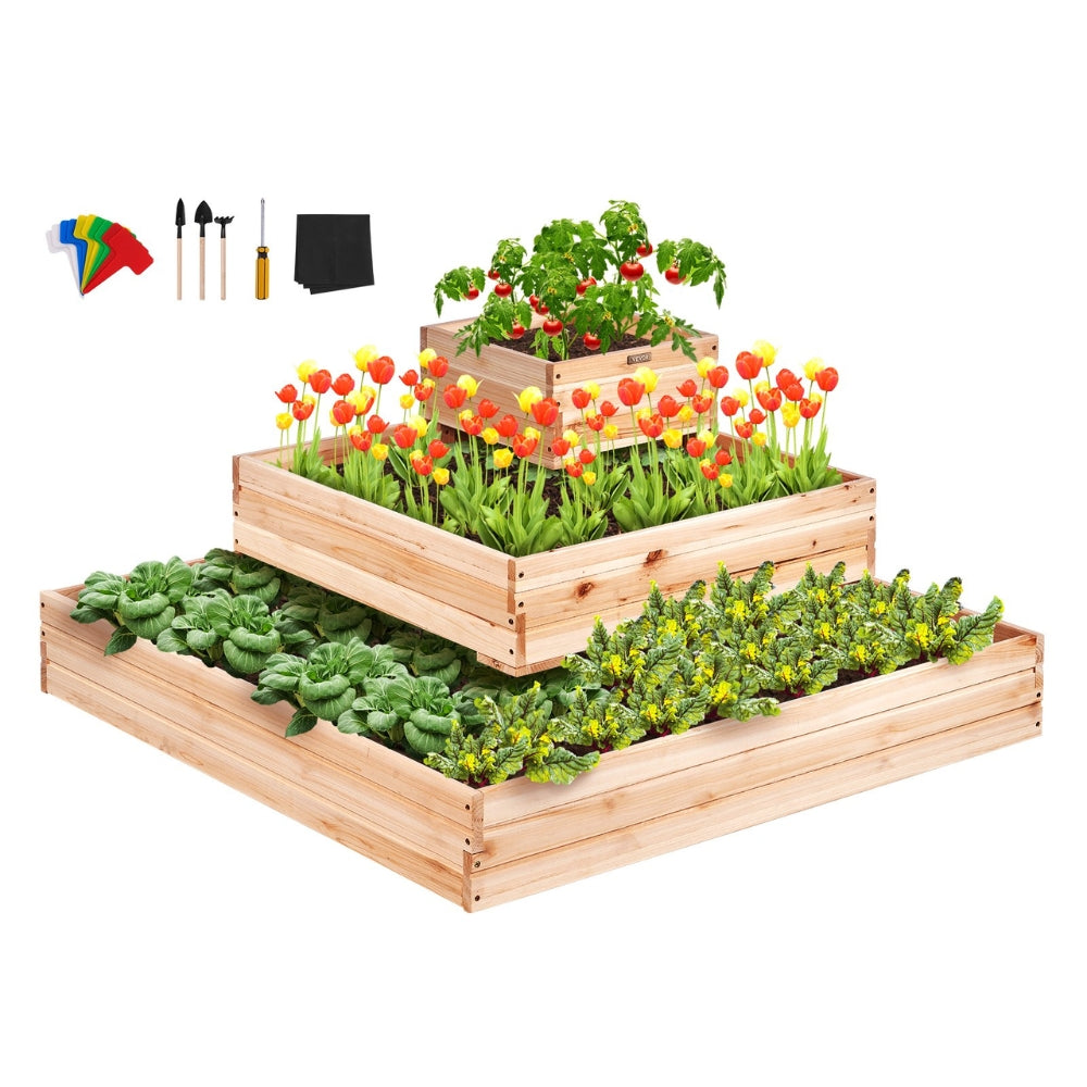 Wooden Raised Garden Bed Planter Box Elevated Floor with Whole Kit and Drainage System - The Grand Bazaar of Australia