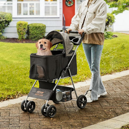 Pet Stroller with Brakes Storage Basket and Cup Holder - The Grand Bazaar of Australia