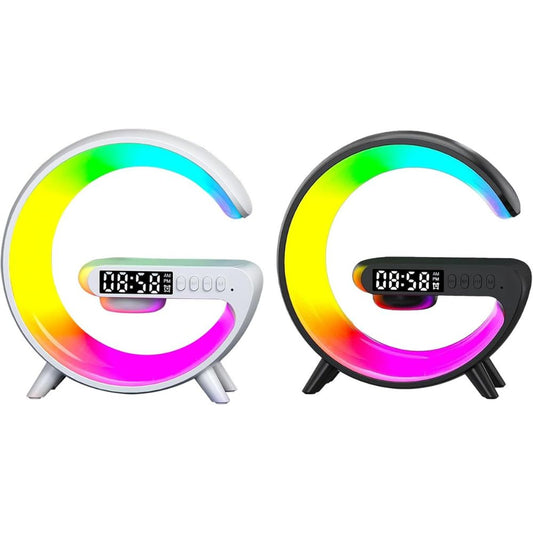 Smart G Lamp Night Light Bluetooth Speaker Wireless Charger LED RGB Alarm Clock - The Grand Bazaar of Australia