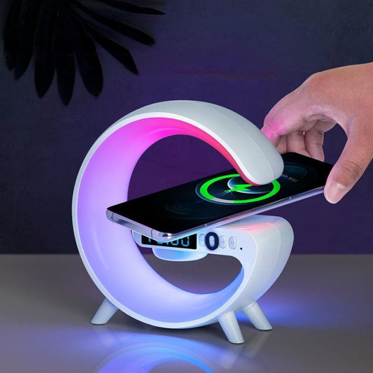 Smart G Lamp Night Light Bluetooth Speaker Wireless Charger LED RGB Alarm Clock - The Grand Bazaar of Australia