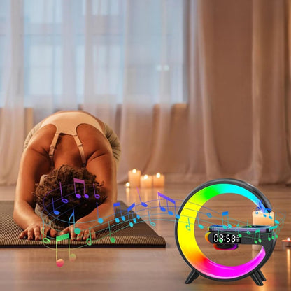 Smart G Lamp Night Light Bluetooth Speaker Wireless Charger LED RGB Alarm Clock - The Grand Bazaar of Australia