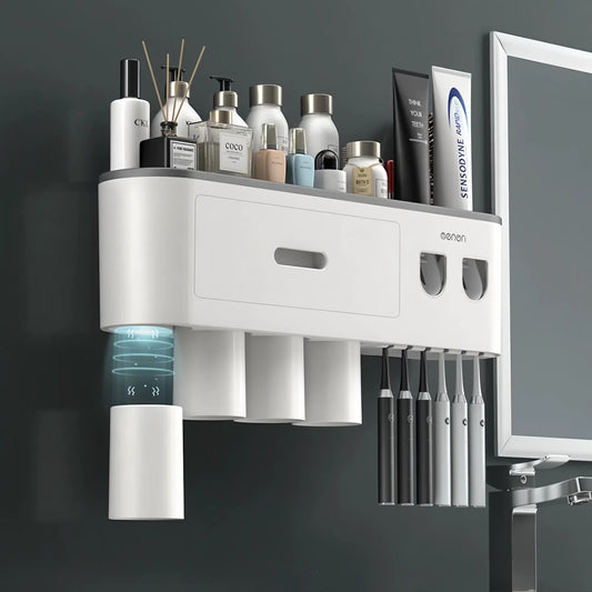 Smart Magnetic Inverted Toothbrush Holder with Automatic Toothpaste Squeezer - The Grand Bazaar of Australia