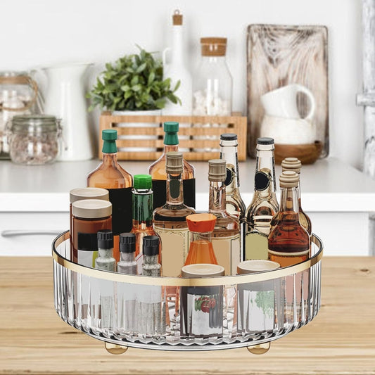 1pc Round Plastic Clear Rotating Container Bins for Cabinet Pantry Kitchen Countertop Refrigerator - The Grand Bazaar of Australia