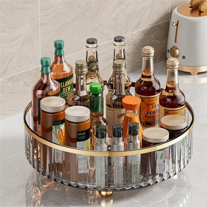 1pc Round Plastic Clear Rotating Container Bins for Cabinet Pantry Kitchen Countertop Refrigerator - The Grand Bazaar of Australia