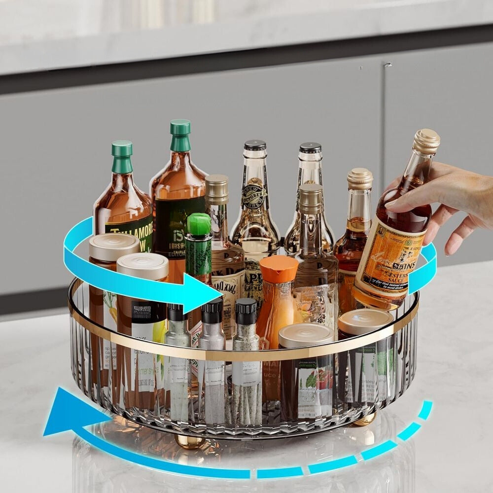 1pc Round Plastic Clear Rotating Container Bins for Cabinet Pantry Kitchen Countertop Refrigerator - The Grand Bazaar of Australia