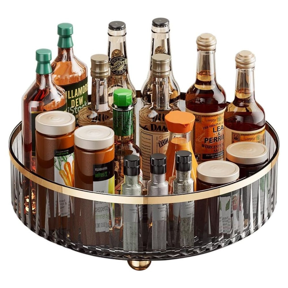 1pc Round Plastic Clear Rotating Container Bins for Cabinet Pantry Kitchen Countertop Refrigerator - The Grand Bazaar of Australia