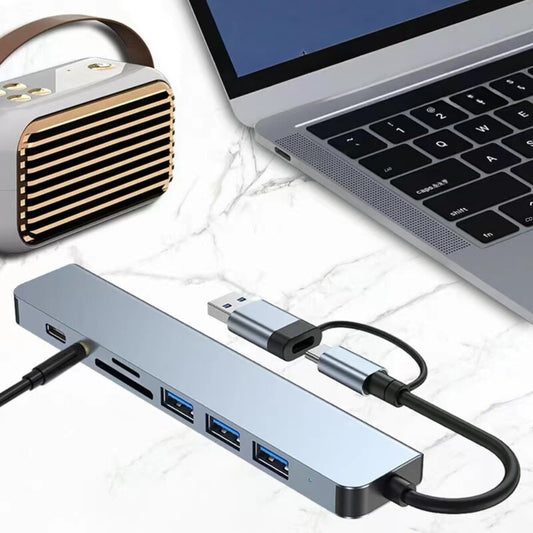 8 In 2 USB HUB With Splitter Card Reader, USB C Port, USB Splitter Card Reader, Docking Station - The Grand Bazaar of Australia