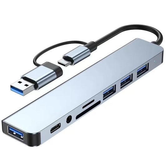 8 In 2 USB HUB With Splitter Card Reader, USB C Port, USB Splitter Card Reader, Docking Station - The Grand Bazaar of Australia