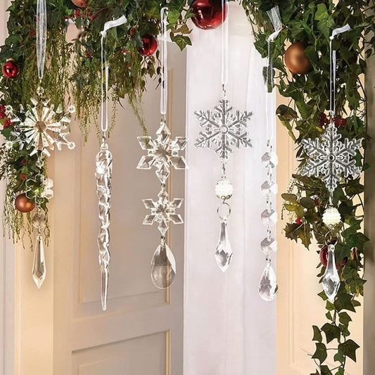 Acrylic Snowflake Simulation Ice Pendants Xmas Tree Hanging Ornament - The Grand Bazaar of Australia