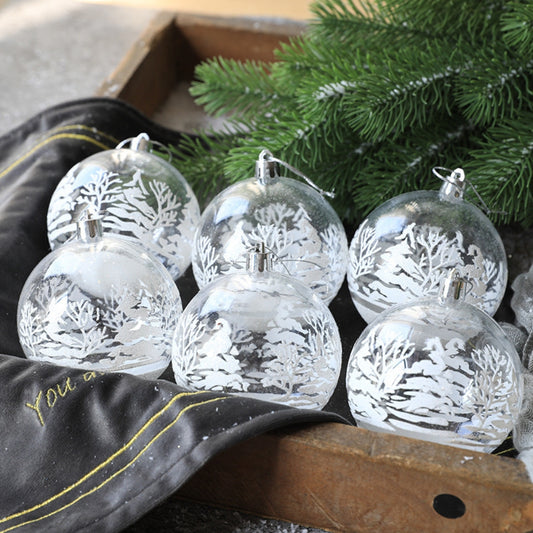 6pcs Transparent Snow Christmas Balls Pendants for Christmas Tree Decoration - The Grand Bazaar of Australia