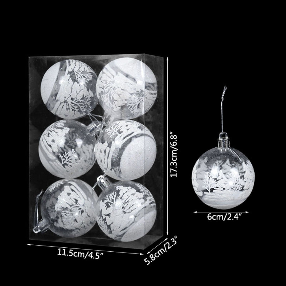 6pcs Transparent Snow Christmas Balls Pendants for Christmas Tree Decoration - The Grand Bazaar of Australia