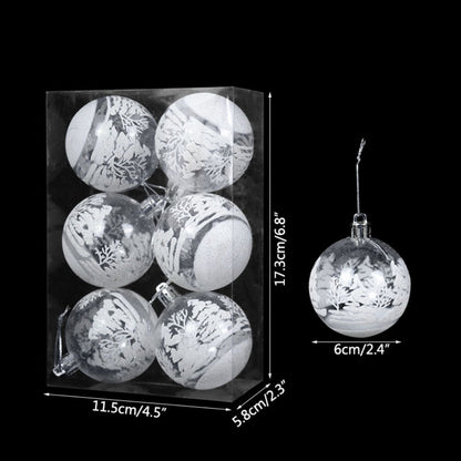 6pcs Transparent Snow Christmas Balls Pendants for Christmas Tree Decoration - The Grand Bazaar of Australia