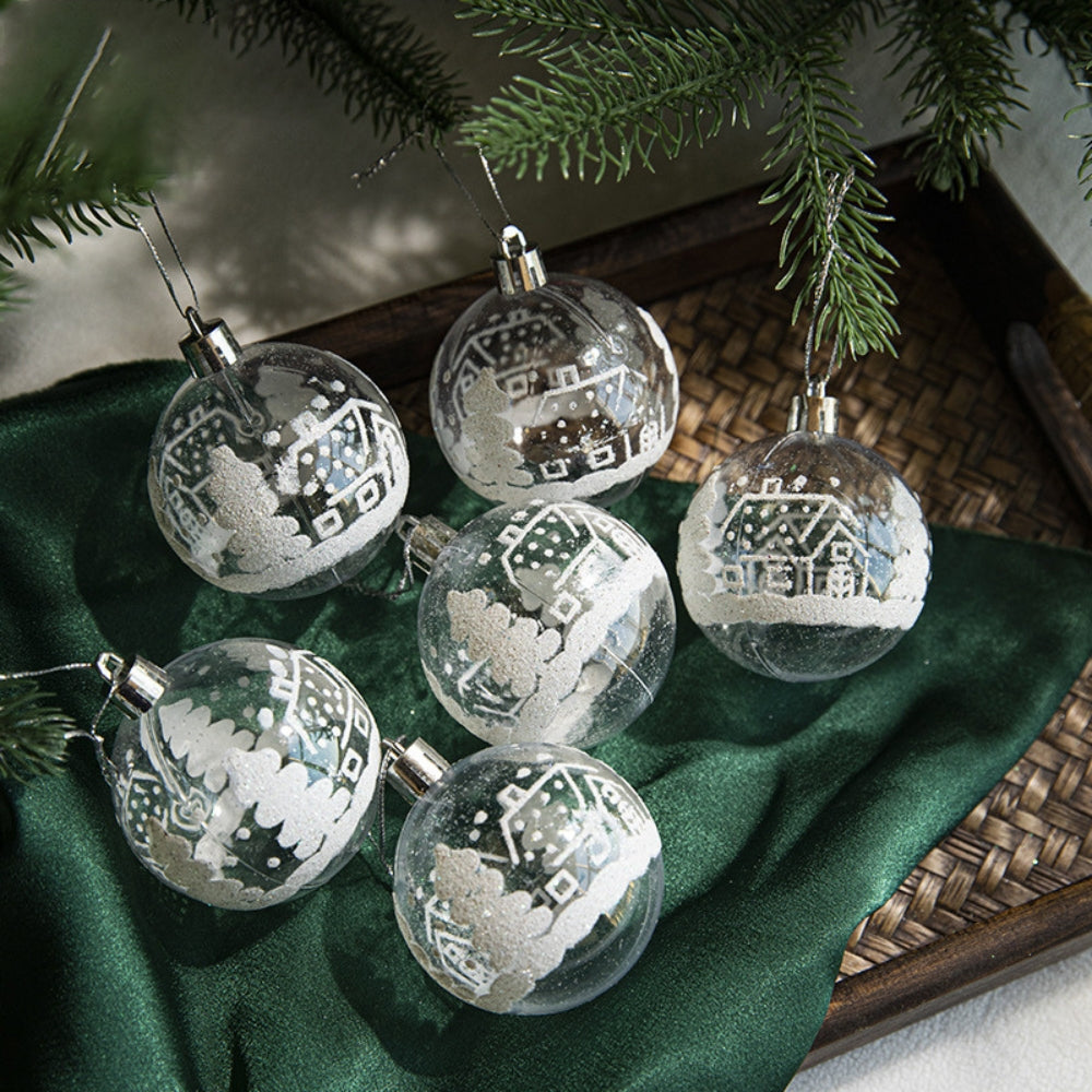6pcs Transparent Snow Christmas Balls Pendants for Christmas Tree Decoration - The Grand Bazaar of Australia
