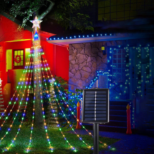 Pentagram Waterproof String Light Solar Christmas Decorations 3M 2M Led Waterfall Tree Fairy Lamp - The Grand Bazaar of Australia