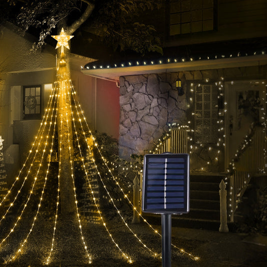 Pentagram Waterproof String Light Solar Christmas Decorations 3M 2M Led Waterfall Tree Fairy Lamp - The Grand Bazaar of Australia
