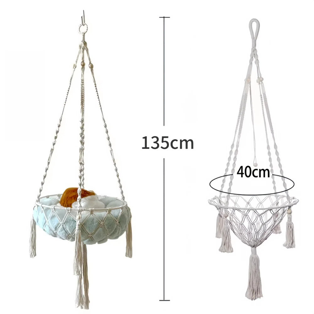 Hand Woven Cotton Cat Hammock Luxurious Hanging Basket for Indoor Kitties - The Grand Bazaar of Australia