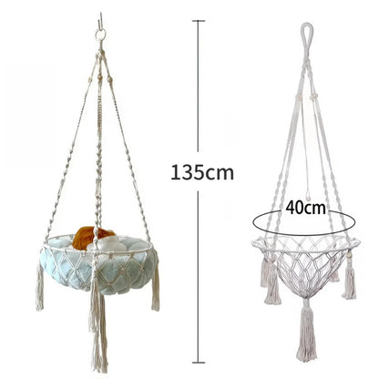 Hand Woven Cotton Cat Hammock Luxurious Hanging Basket for Indoor Kitties - The Grand Bazaar of Australia