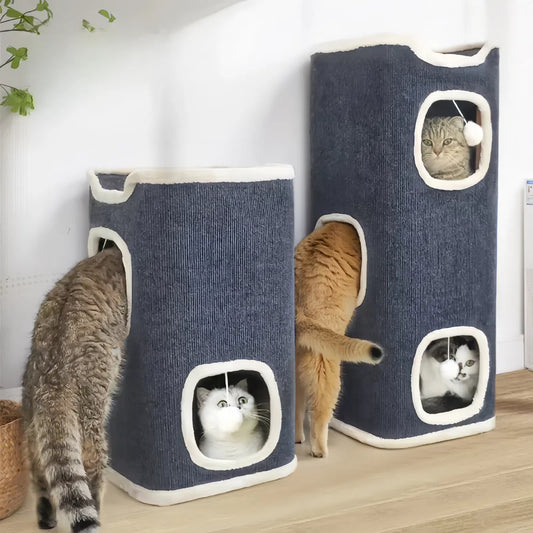 Cozy 3-Tier Cat Bed with Soft Mat and Plush Hideaway - The Grand Bazaar of Australia