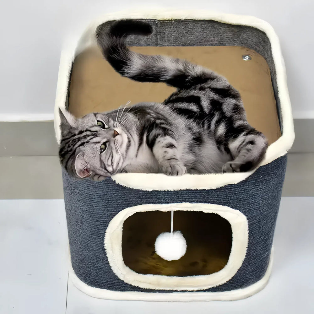 Cozy 3-Tier Cat Bed with Soft Mat and Plush Hideaway - The Grand Bazaar of Australia