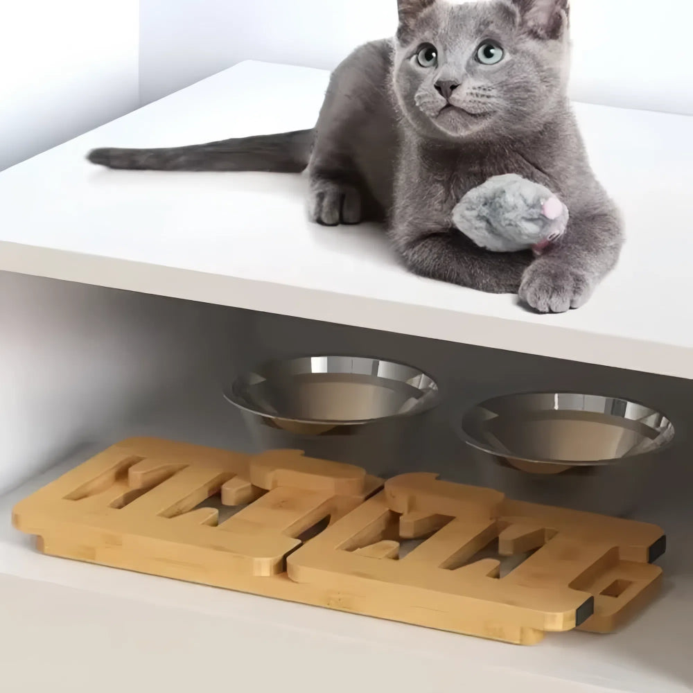 Adjustable Bamboo Elevated Dog Bowls with Stainless Steel Food Bowls - The Grand Bazaar of Australia