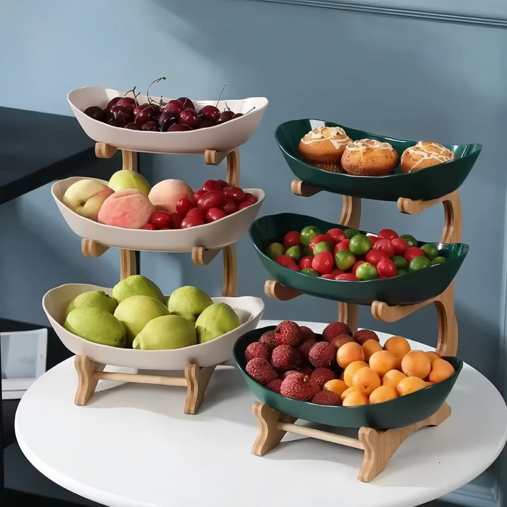 Modern Fruit Basket 2/3 Layer Plastic Snack Dish for Home Living Room - The Grand Bazaar of Australia
