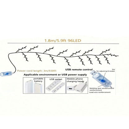 96 LED Willow Vine Lights Bendable Birch Tree 8 Modes - The Grand Bazaar of Australia