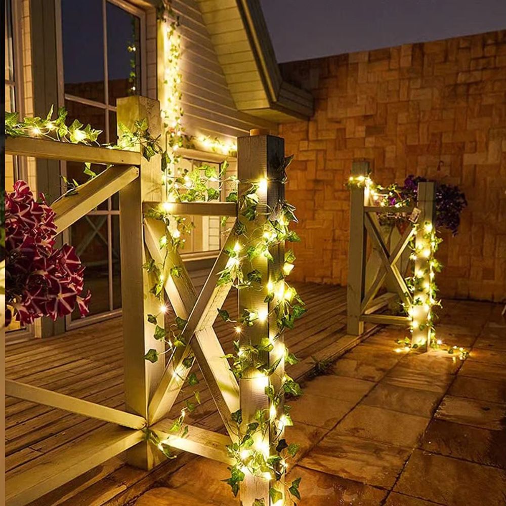 Outdoor Solar Maple Leaf Garland Fairy Lights for Festive Garden Decor - The Grand Bazaar of Australia