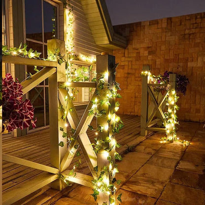Outdoor Solar Maple Leaf Garland Fairy Lights for Festive Garden Decor - The Grand Bazaar of Australia