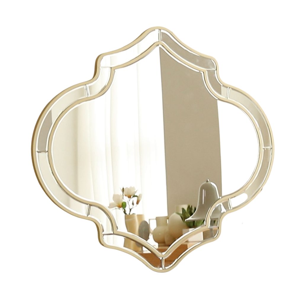 Irregular Silver Wall Decor Mirror with Golden Rim - The Grand Bazaar of Australia