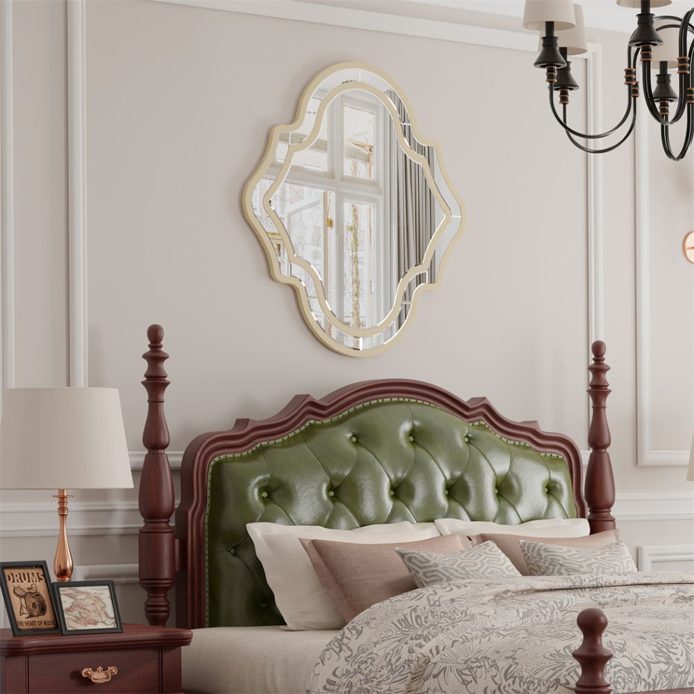 Irregular Silver Wall Decor Mirror with Golden Rim - The Grand Bazaar of Australia
