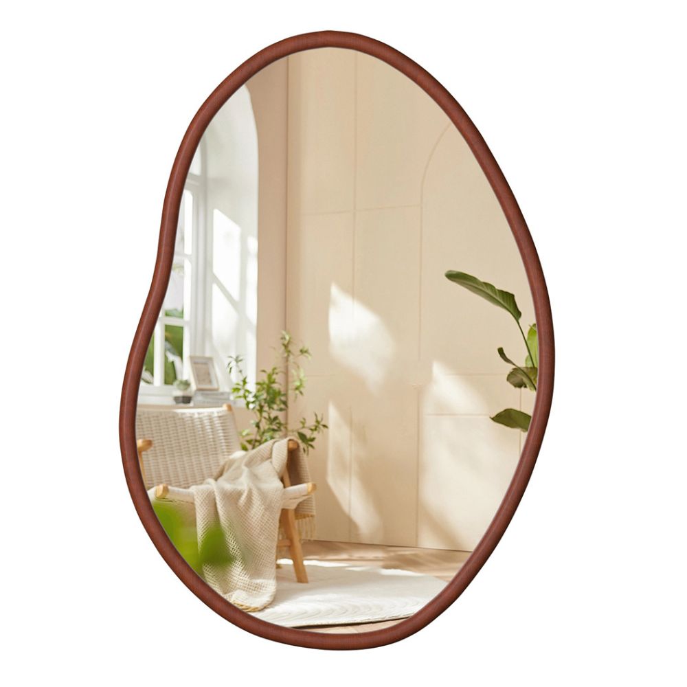Stunning Asymmetrical Large Wall Mirror with Mid Century Wood Frame - The Grand Bazaar of Australia