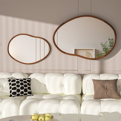 Stunning Asymmetrical Large Wall Mirror with Mid Century Wood Frame - The Grand Bazaar of Australia