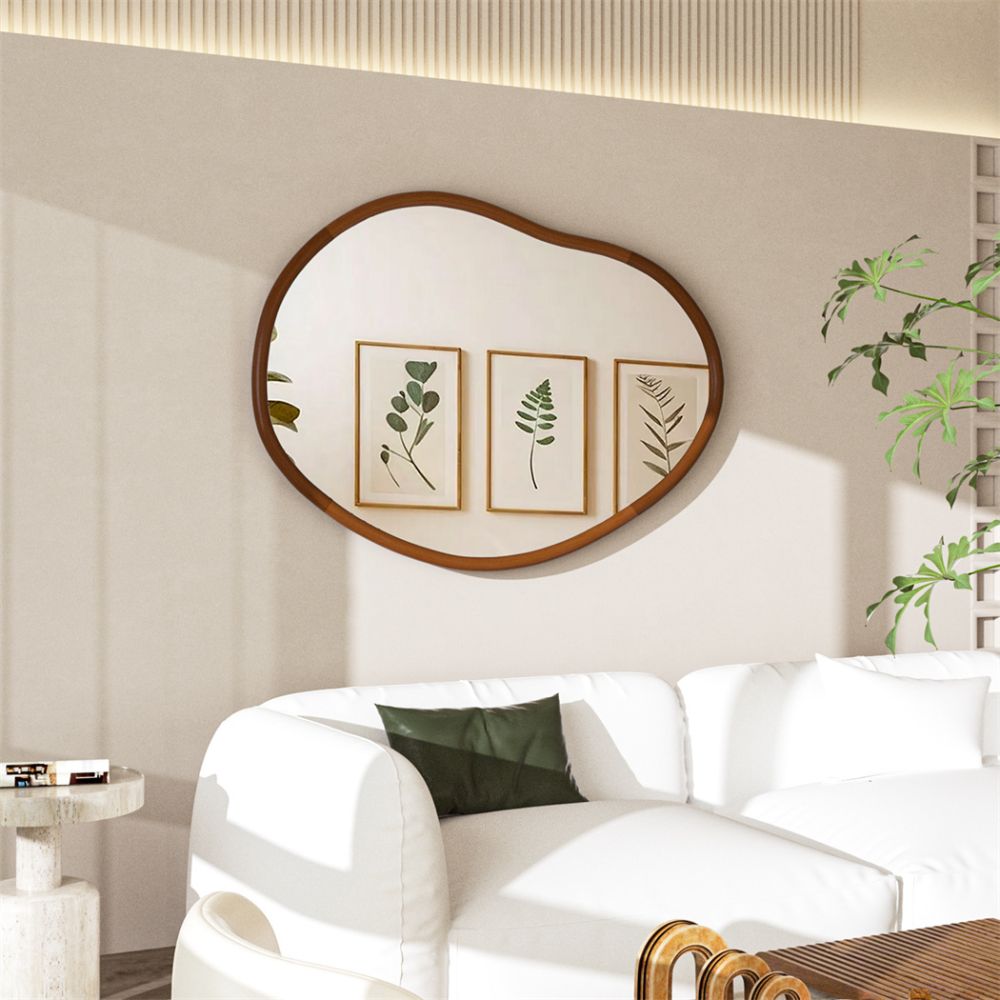 Stunning Asymmetrical Large Wall Mirror with Mid Century Wood Frame - The Grand Bazaar of Australia