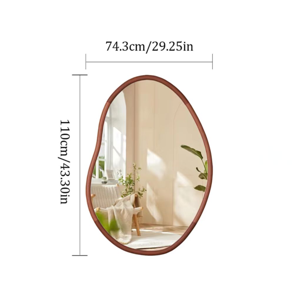 Stunning Asymmetrical Large Wall Mirror with Mid Century Wood Frame - The Grand Bazaar of Australia