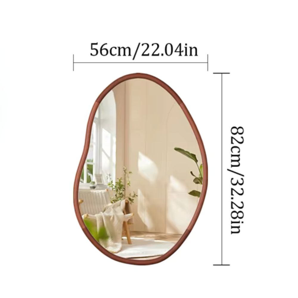 Stunning Asymmetrical Large Wall Mirror with Mid Century Wood Frame - The Grand Bazaar of Australia