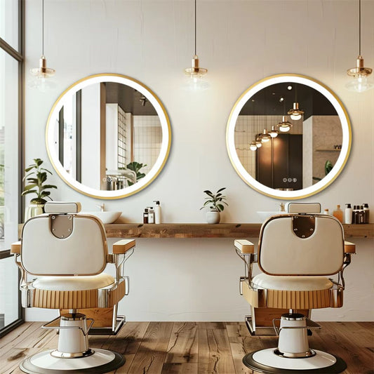 24 Inch Gold Frame Round Bathroom Mirror with Lights - The Grand Bazaar of Australia