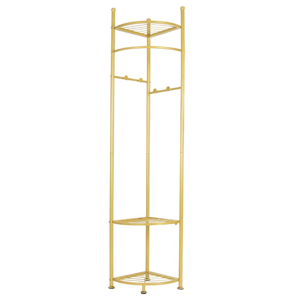 Standing Metal Corner Coat Stand Clothes Rack with Storage Shelf Garment Rack Hall Tree - The Grand Bazaar of Australia