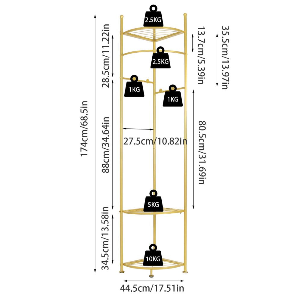 Standing Metal Corner Coat Stand Clothes Rack with Storage Shelf Garment Rack Hall Tree - The Grand Bazaar of Australia