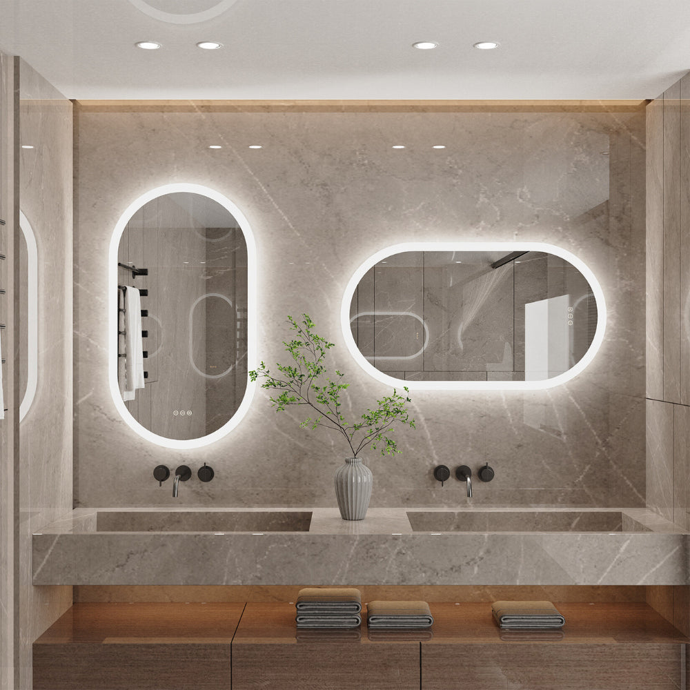 LED Backlit Bathroom Mirror - Touch Sensor, 3 Color Dimmable, Defog Function - The Grand Bazaar of Australia