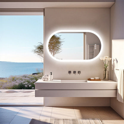LED Backlit Bathroom Mirror - Touch Sensor, 3 Color Dimmable, Defog Function - The Grand Bazaar of Australia