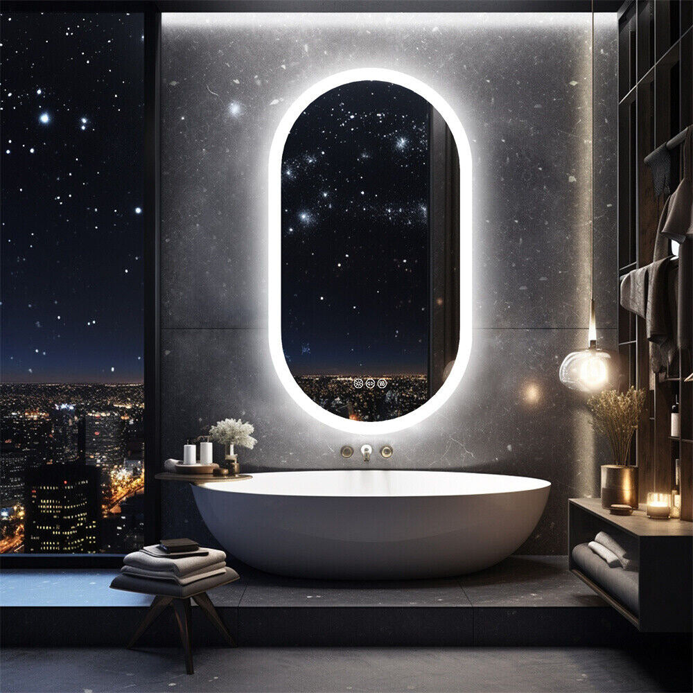 LED Backlit Bathroom Mirror - Touch Sensor, 3 Color Dimmable, Defog Function - The Grand Bazaar of Australia