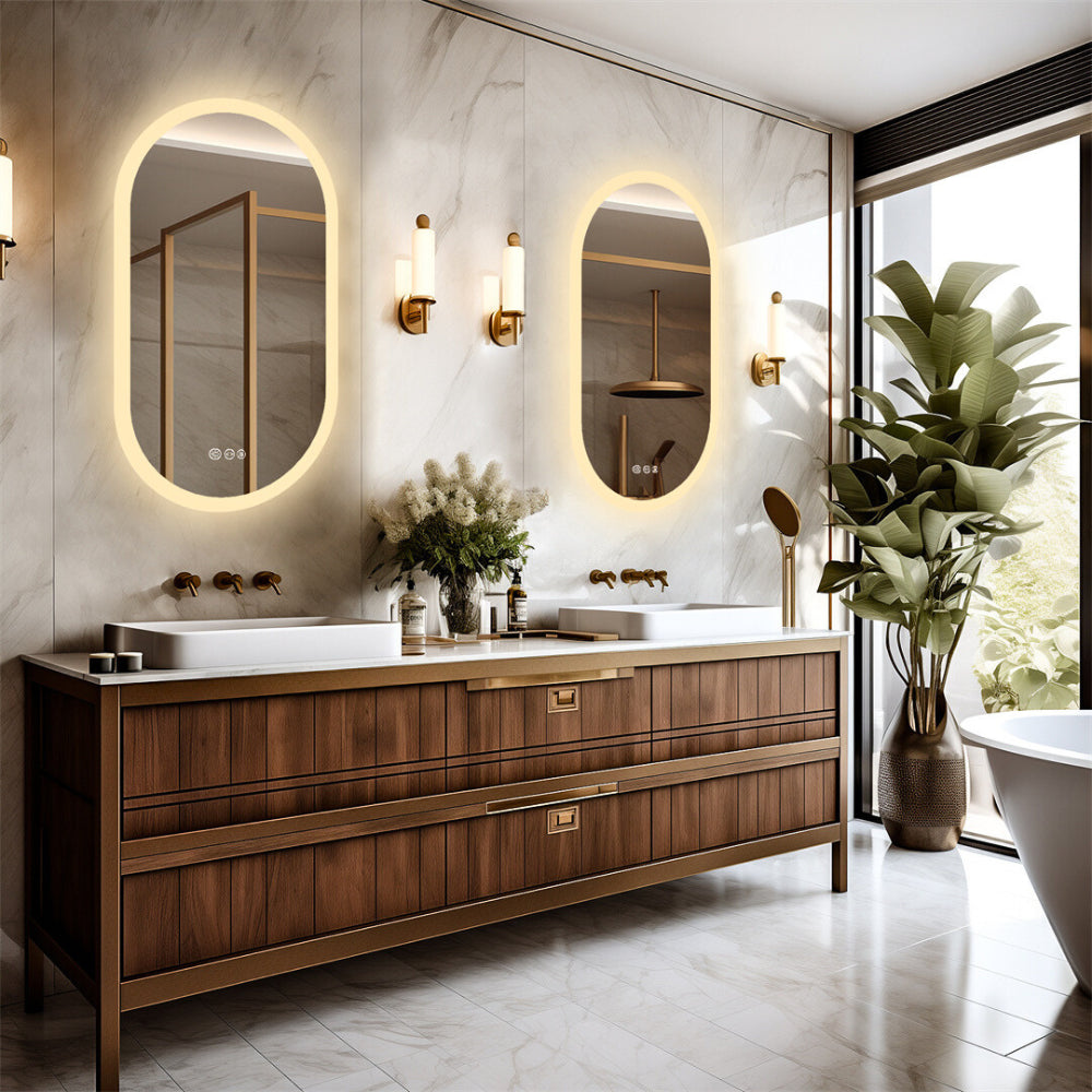 LED Backlit Bathroom Mirror - Touch Sensor, 3 Color Dimmable, Defog Function - The Grand Bazaar of Australia