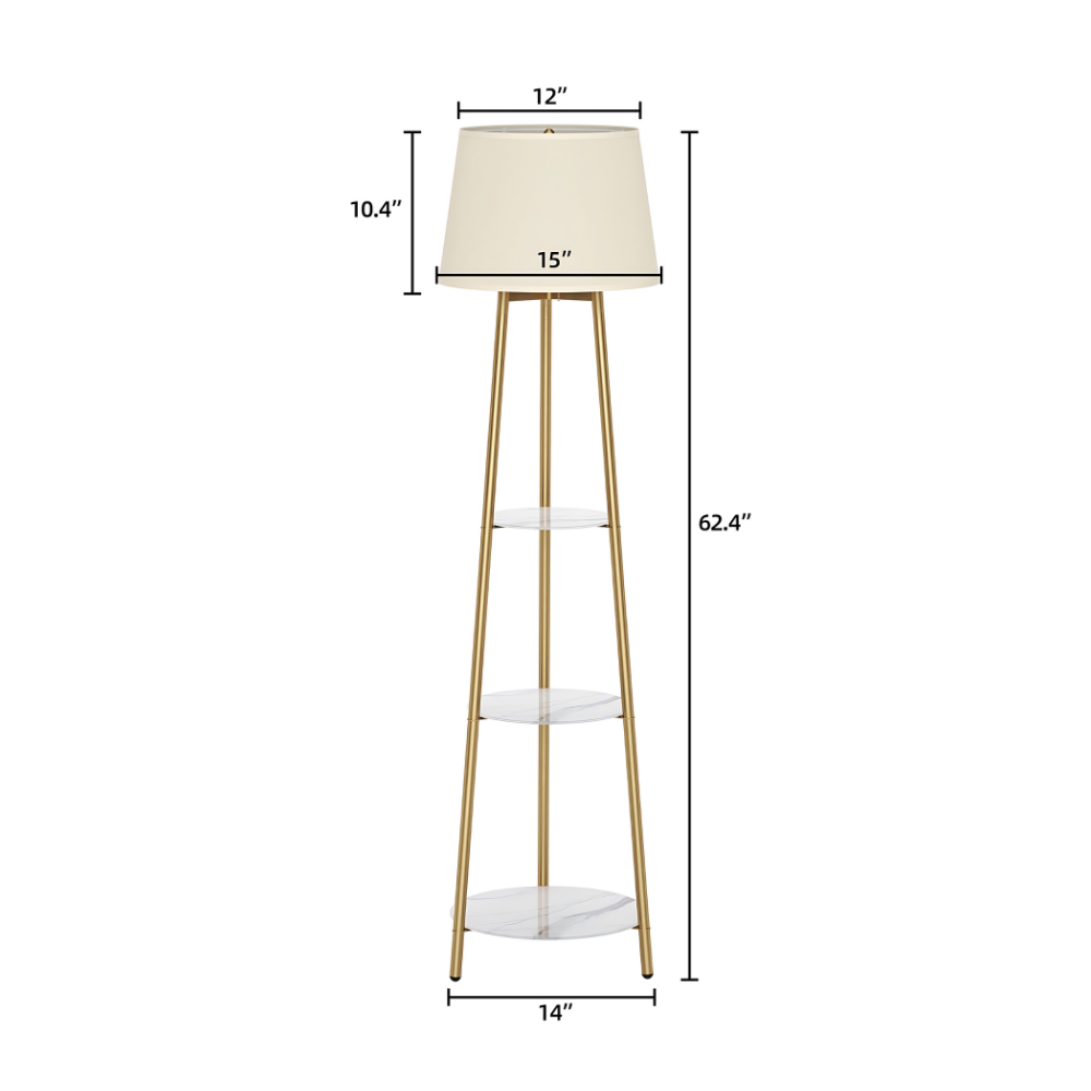 Tall Floor Lamp with 3-Tier Marble Shelves - The Grand Bazaar of Australia