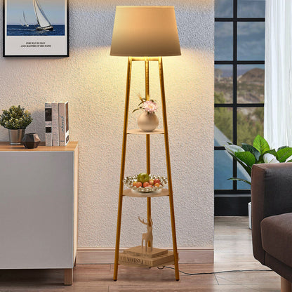 Tall Floor Lamp with 3-Tier Marble Shelves - The Grand Bazaar of Australia