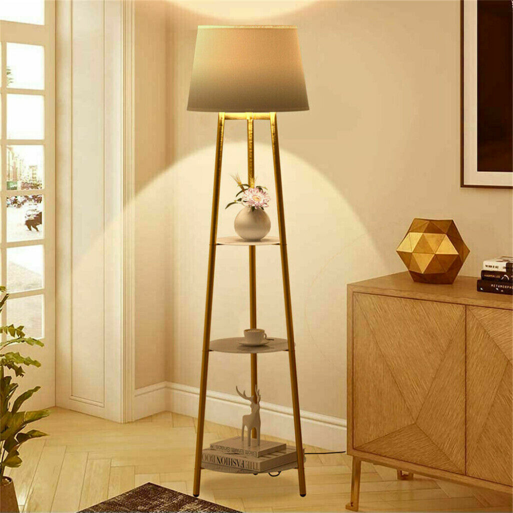Tall Floor Lamp with 3-Tier Marble Shelves - The Grand Bazaar of Australia