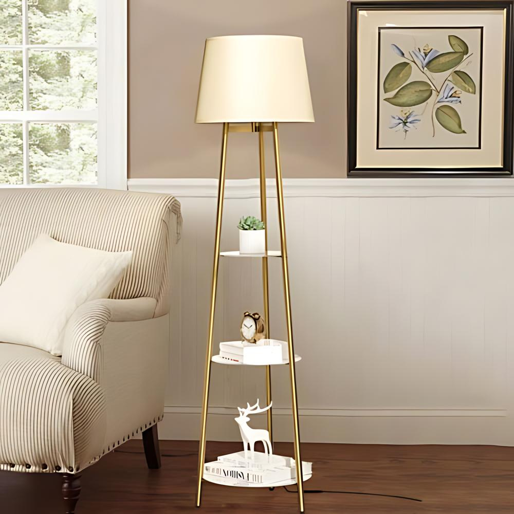 Tall Floor Lamp with 3-Tier Marble Shelves - The Grand Bazaar of Australia